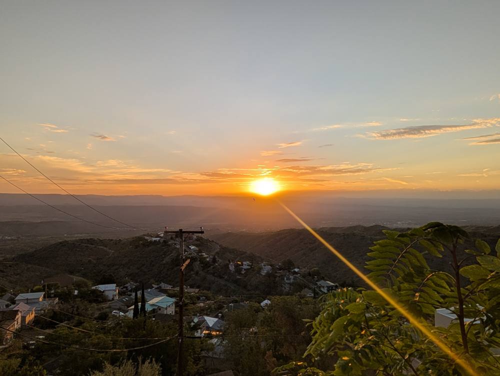 Sunburst over the town of Jerome